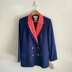 VTG Christian Dior Dead Stock Blazer Navy Blue/Coral‎ Size 6